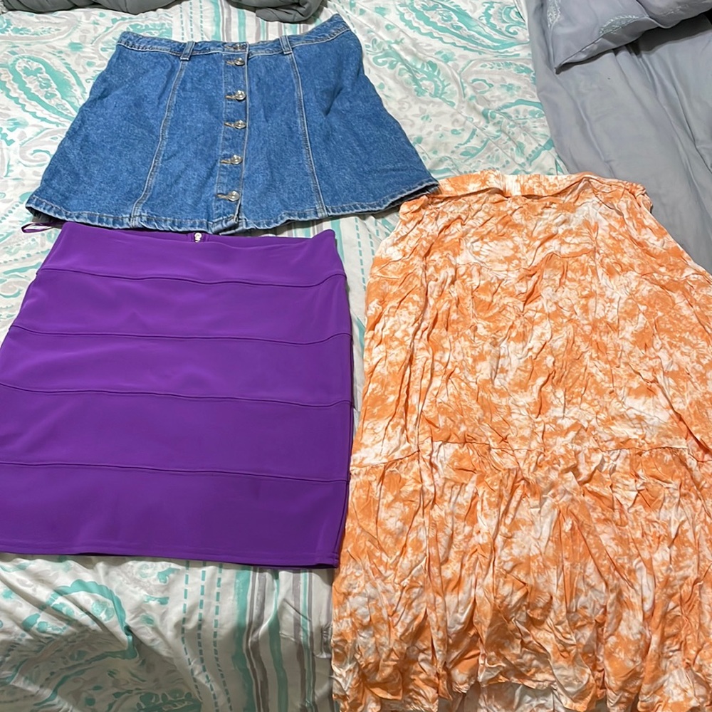 Bundle: Three Skirts- pencil, jean and boho ankle- length